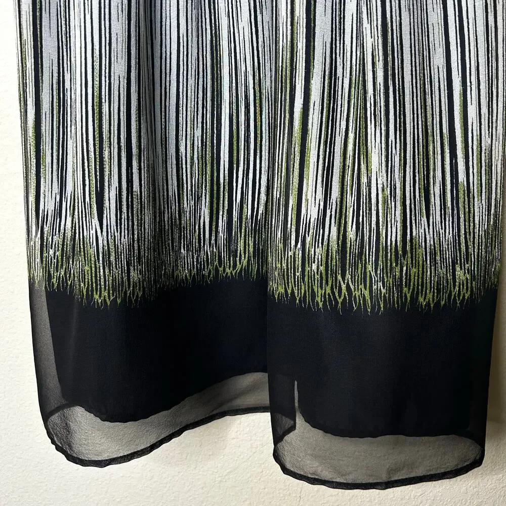 Burlapp NWT Dress‎ Size M Y2K Babydoll Chiffon Floral Botanical Sundress Black